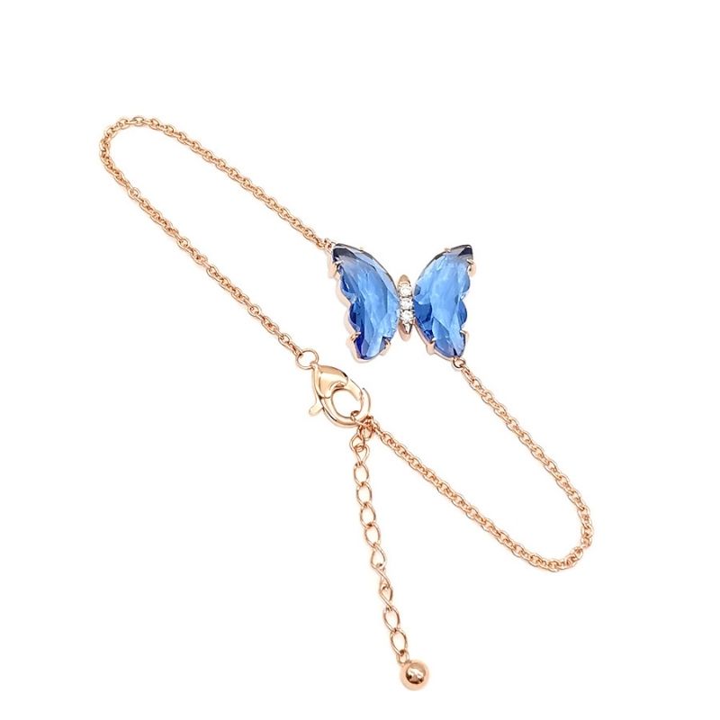 Gold Bracelet with Blue Butterfly Charm