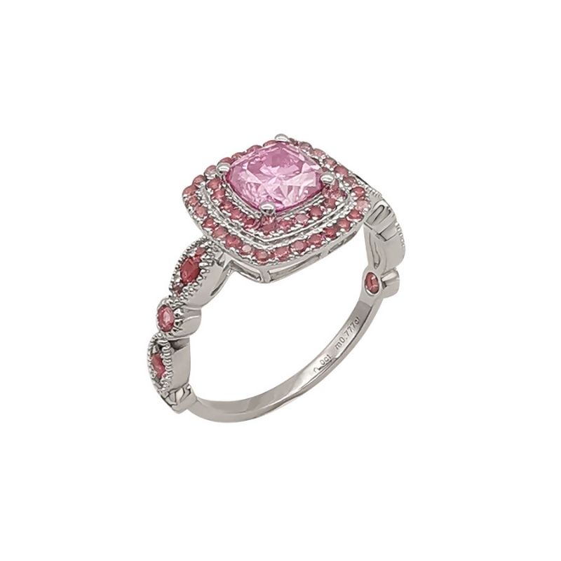 Pink Moissanite 18k Engagement Ring