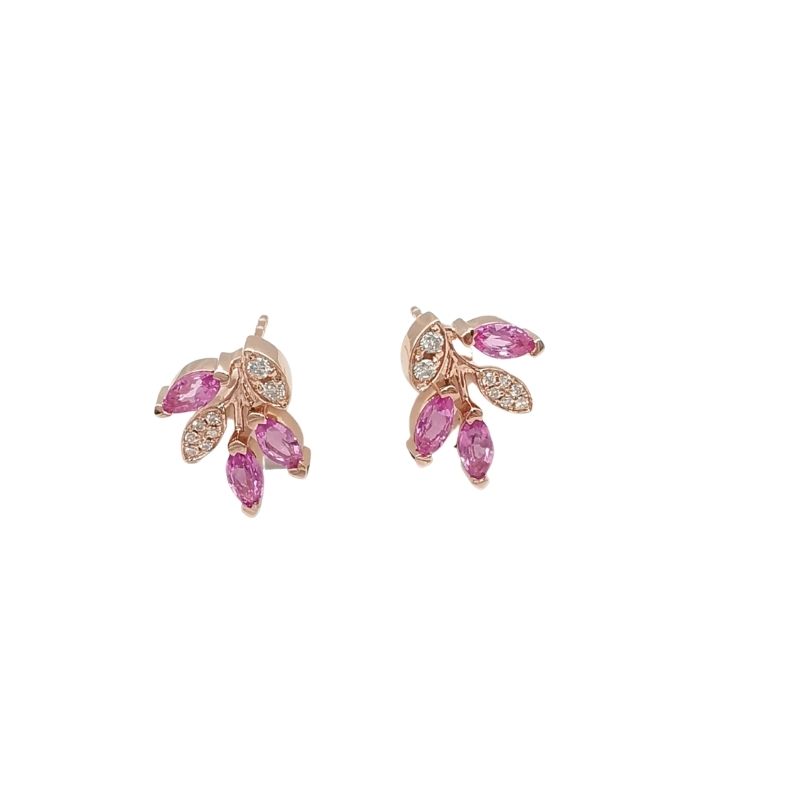 Rose Gold Earrings with Pink Sapphire